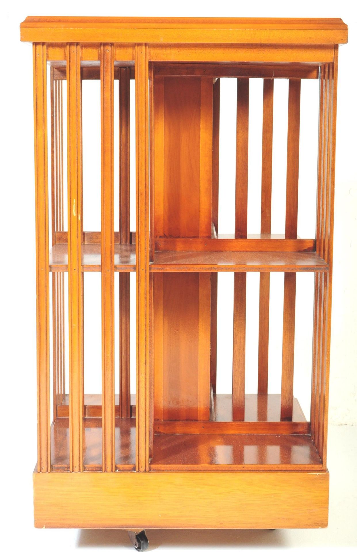 REPRODUCTION YEW WOOD INLAID REVOLVING BOOKCASE - Image 3 of 5