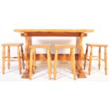 VINTAGE 20TH CENTURY ELM REFECTORY TABLE WITH FOUR STOOLS