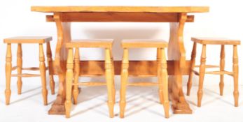VINTAGE 20TH CENTURY ELM REFECTORY TABLE WITH FOUR STOOLS