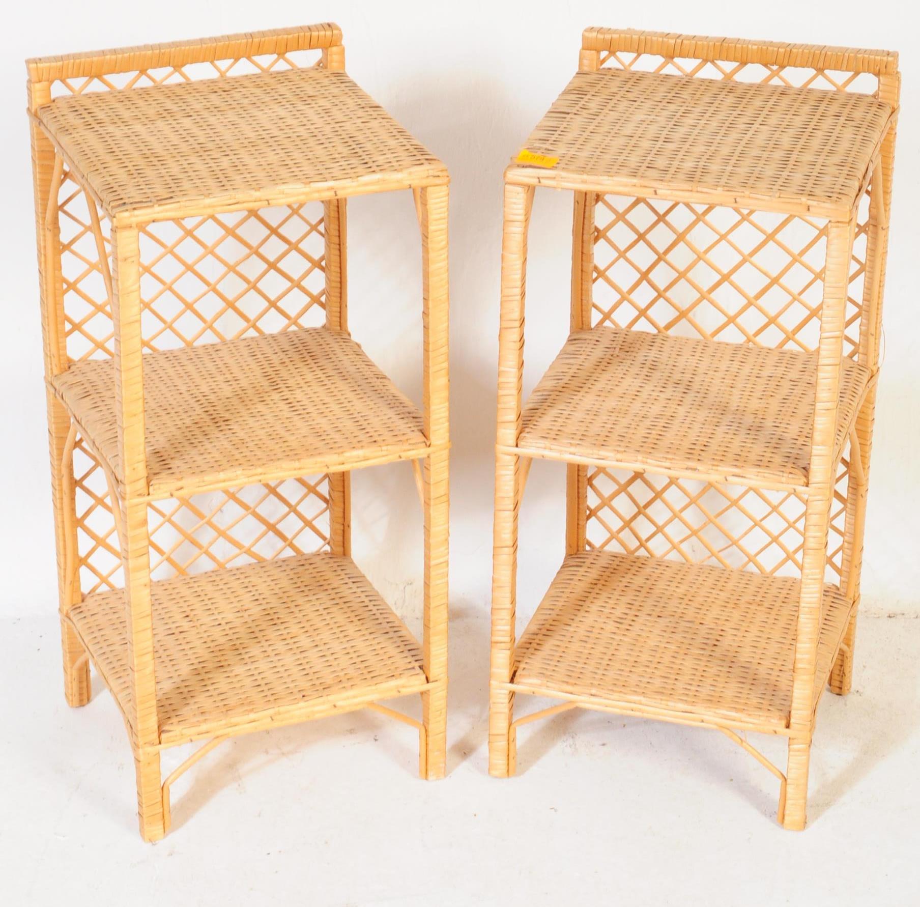 PAIR OF VINTAGE 1970S WICKER & BAMBOO BEDSIDES - Image 2 of 3