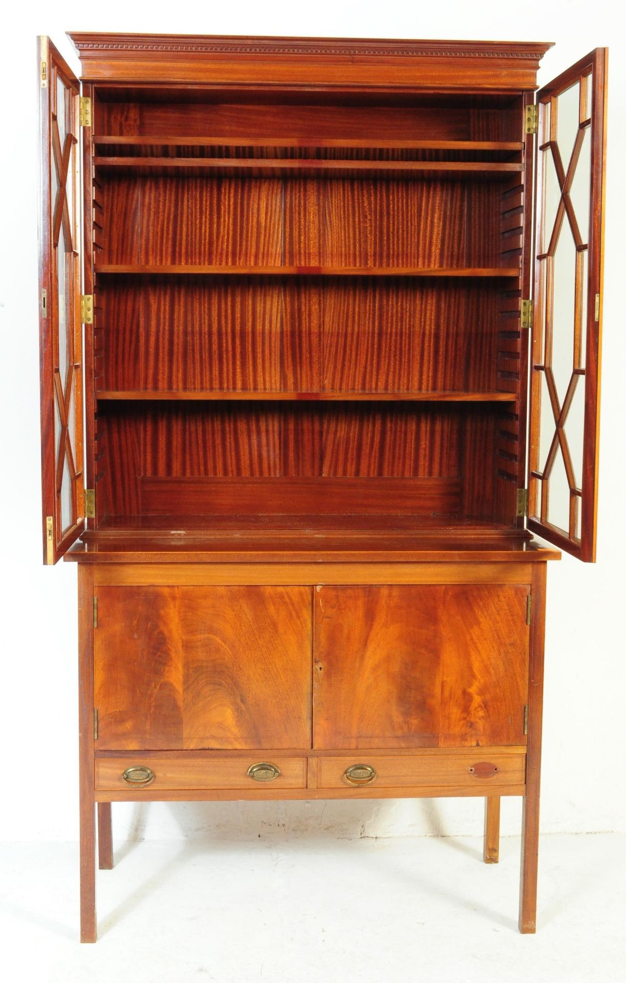 EDWARDIAN MAHOGANY DISPLAY CABINET GLAZED BOOKCASE - Image 3 of 7