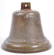 AN EARLY 20TH CENTURY BRONZE CEILING MOUNT BELL WITH CLAPPER