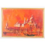 20TH CENTURY VENETIAN HARBOUR OIL ON CANVAS PAINTING