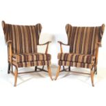 PAIR OF VINTAGE 20TH CENTURY BEECH ERCOL WING BACK ARM CHAIRS