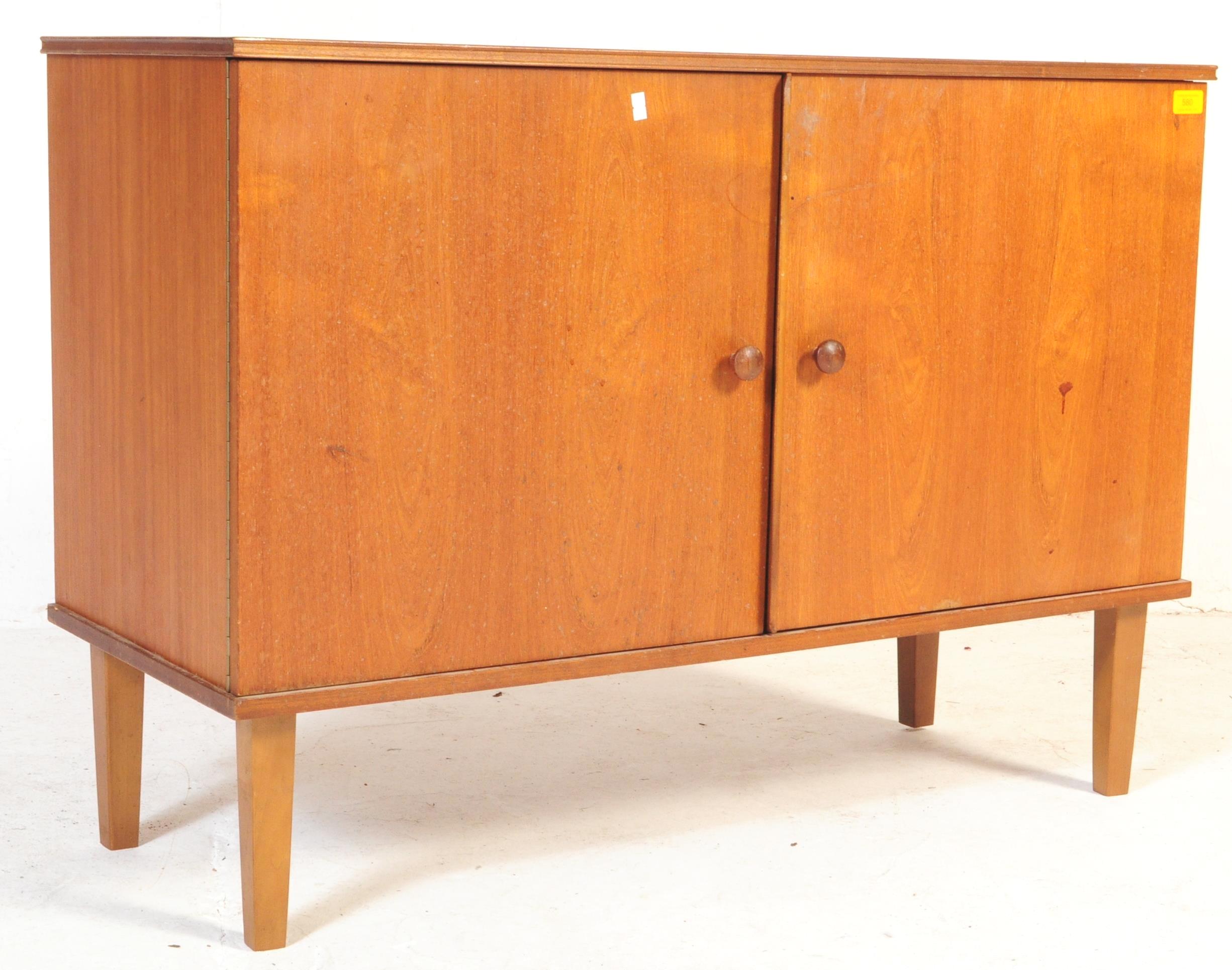 A VINTAGE RETRO 1970 TEAK MUSIC LP RECORD CABINET