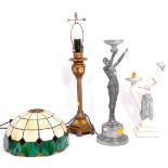 COLLECTION OF THREE VINTAGE LAMP BASES INC TIFFANY STYLE