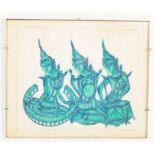 VINTAGE 20TH CENTURY CIRCA 1960S THAI TEMPLE RUBBING