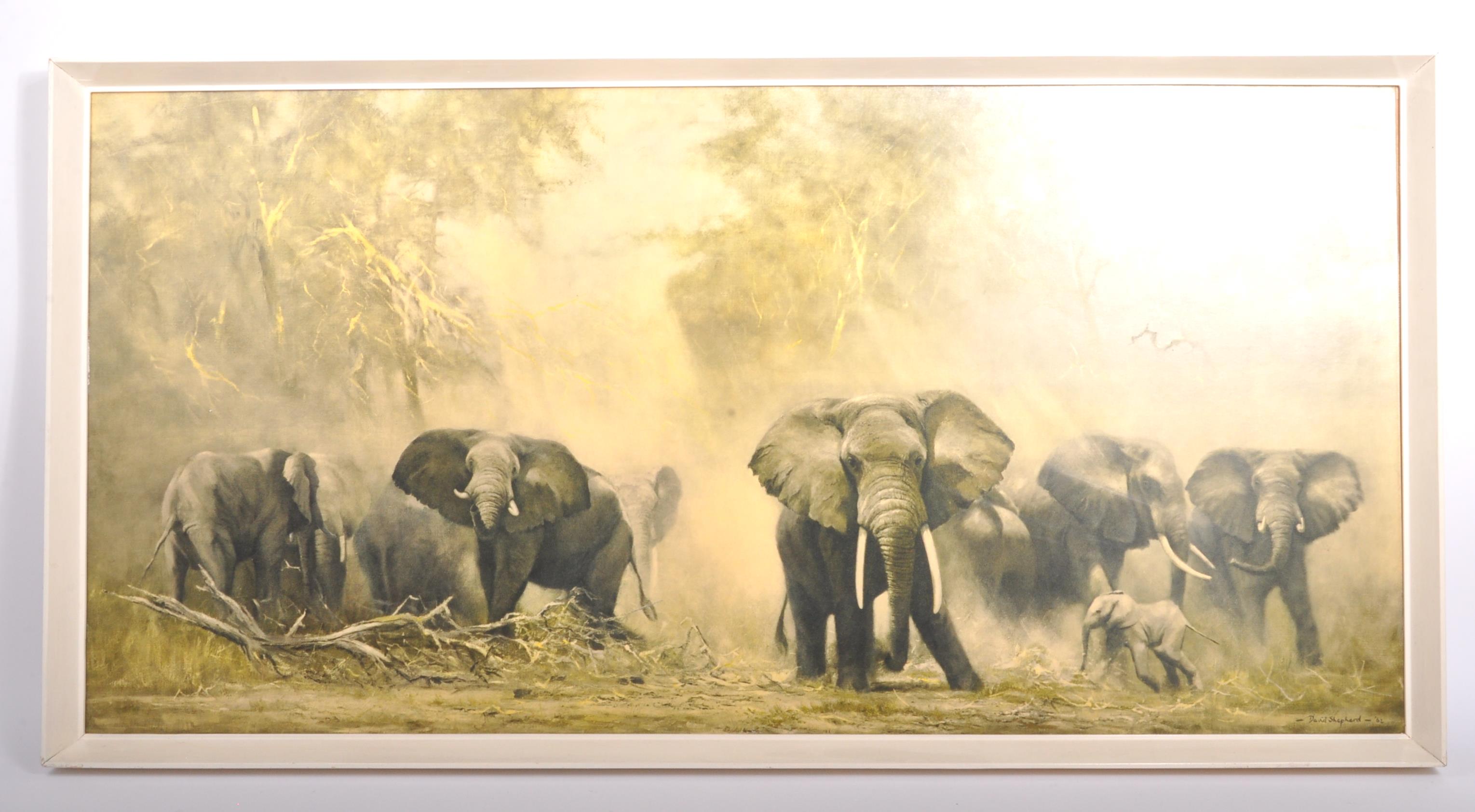 DAVID SHEPHERD - ELEPHANTS AT AMBOSELI - FRAMED PRINT