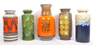 COLLECTION OF MID 20TH CENTURY WEST GERMAN POTTERY VASES