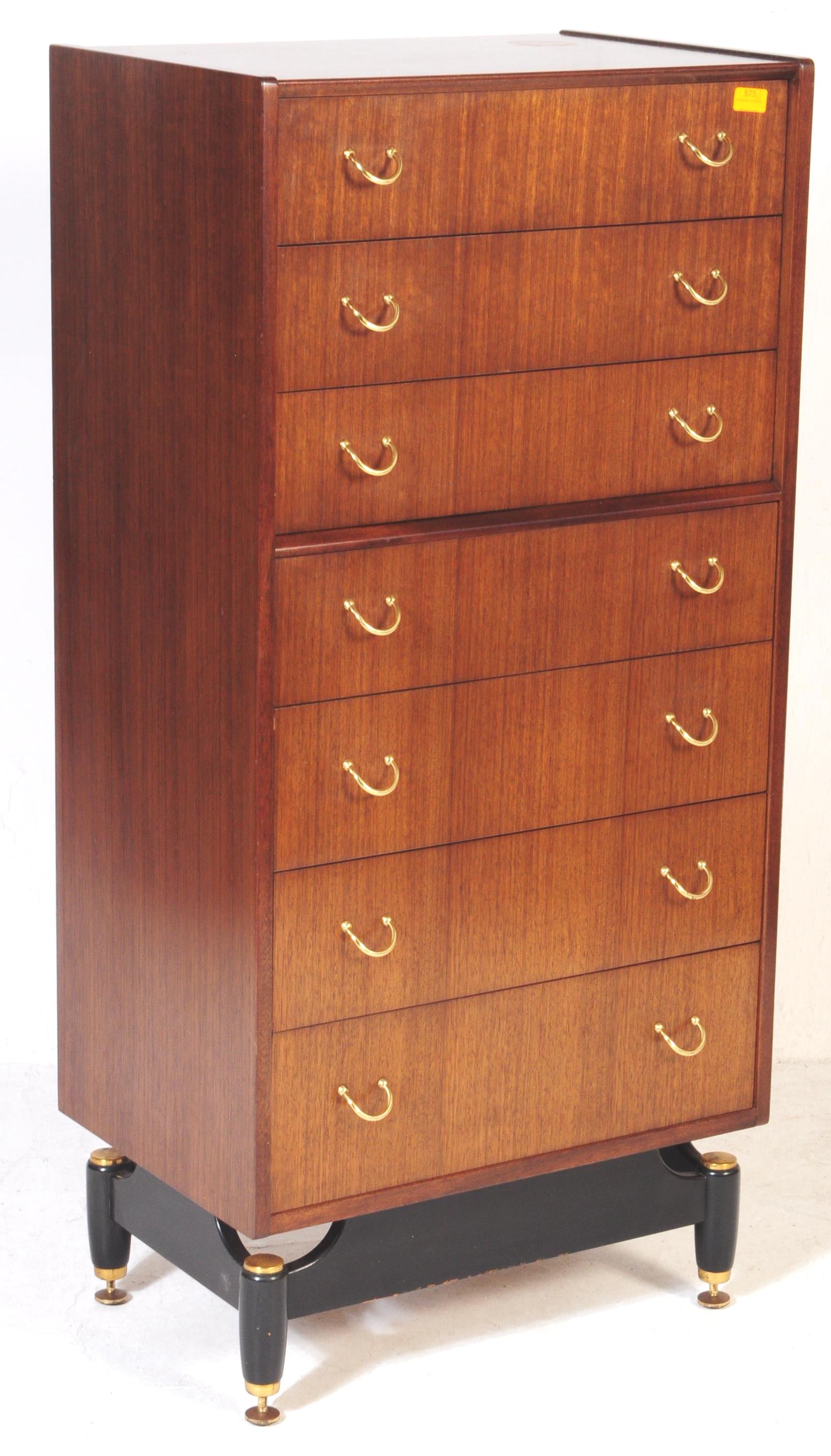 MID CENTURY G PLAN TOLA WOOD PEDESTAL CHEST OF DRAWERS - Image 2 of 5