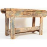 20TH CENTURY PINE INDUSTRIAL WORK BENCH