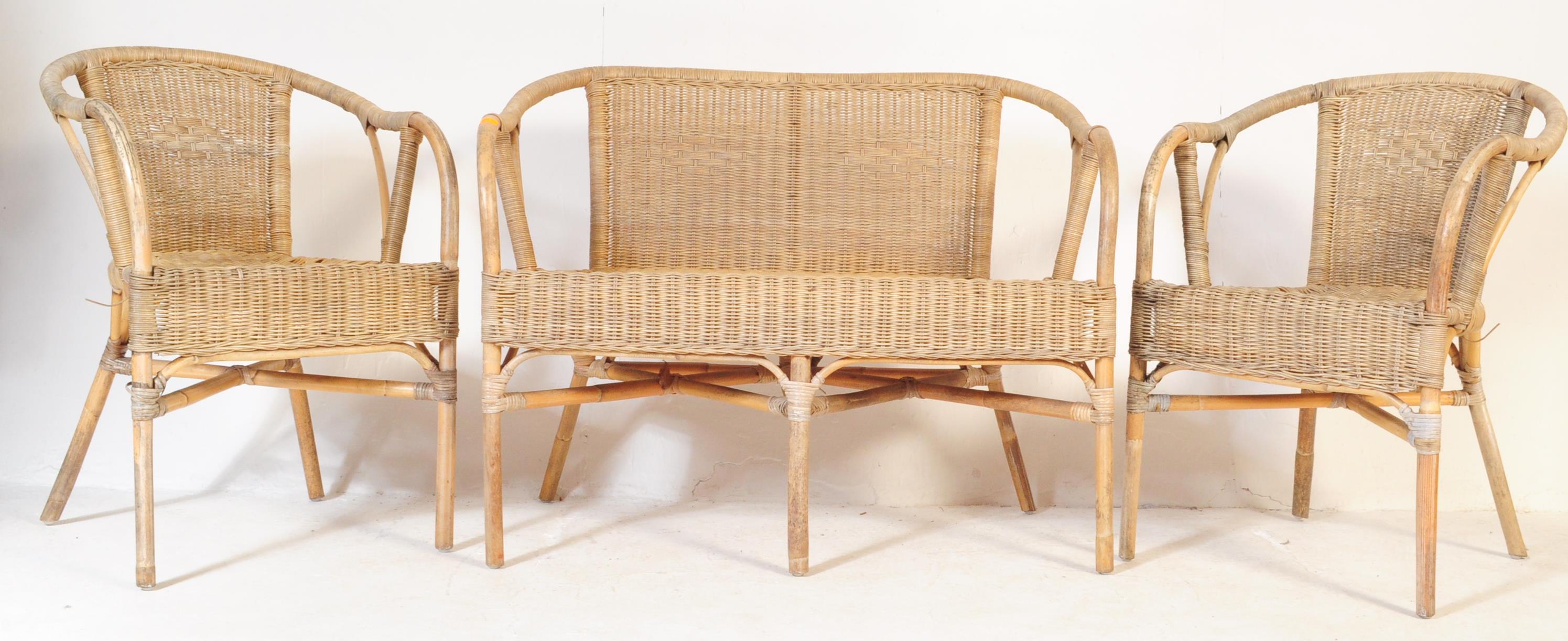 20TH CENTURY THREE PIECE WICKER & BAMBOO SUITE