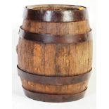 EARLY 20TH CENT C. WELLS COOPERED OAK WOODEN BEER BARREL