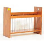 A RETRO VINTAGE MID CENTURY TEAK MAGAZINE RACK HOLDER