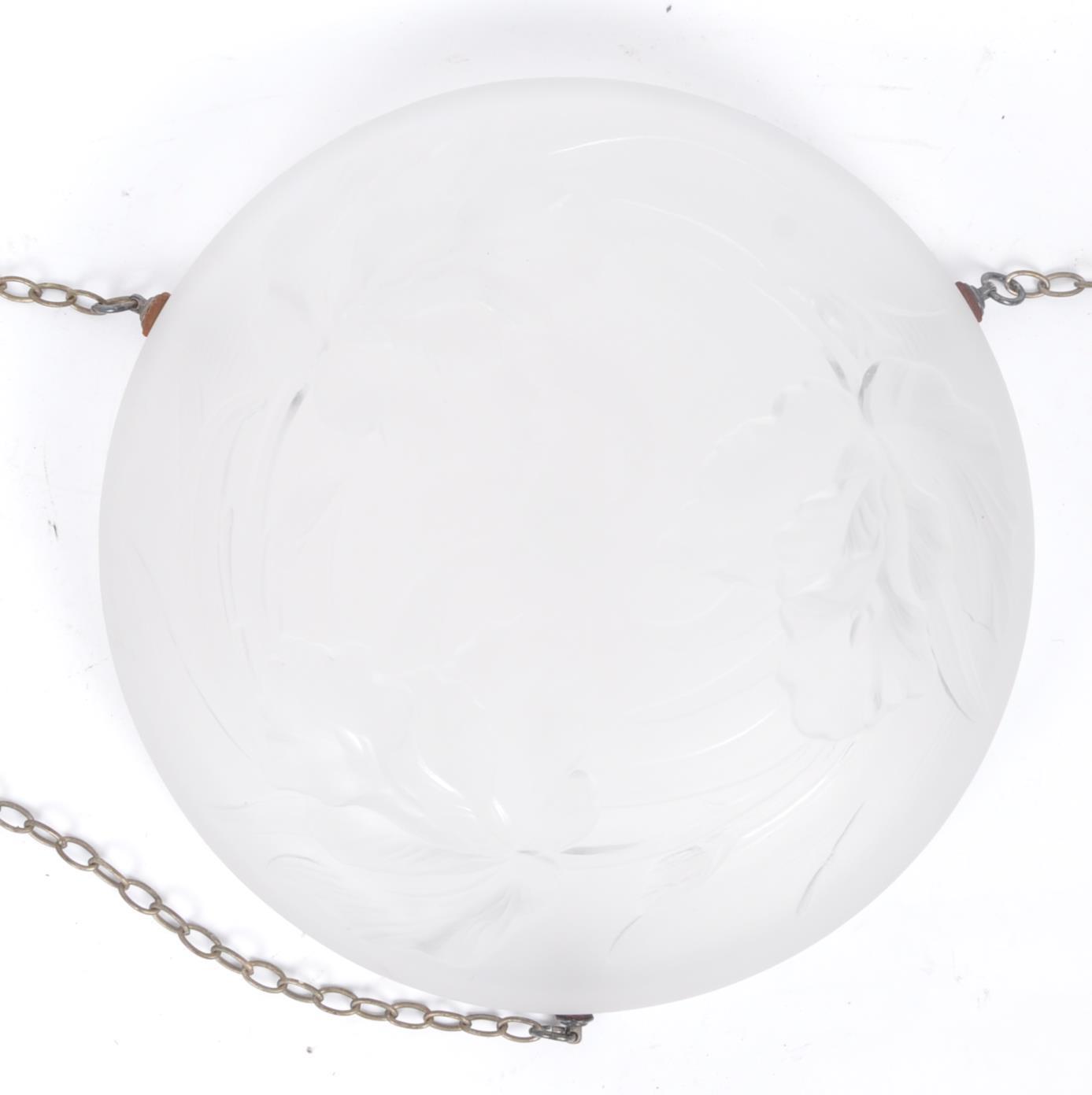 VINTAGE 20TH CENTURY FRENCH GLASS HANGING CEILING LIGHT - Image 2 of 9