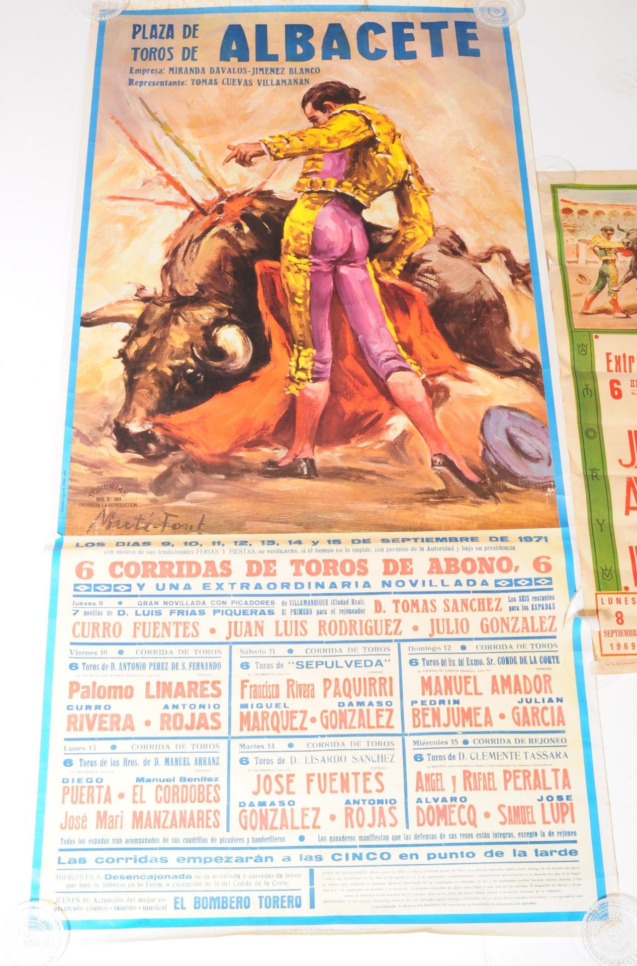COLLECTION OF THREE ADVERTISING SPANISH BULL FIGHTING POSTERS - Image 3 of 7
