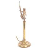 EARLY 20TH CENTURY BRASS CHERUB COLUMNLAMP