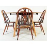 LATE 20TH CENTURY ERCOL DROP LEAF DINING TABLE & CHAIRS