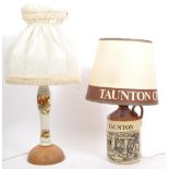 TWO 20TH CENTURY LAMP BASES - CERAMIC & FLAGON