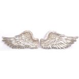 A PAIR OF DECORATIVE CARVED ANGEL / CHERUB SILVER WINGS