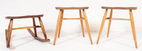 PAIR OF MID 20TH CENTURY ERCOL ELM CONVERTED STOOLS