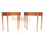 PAIR OF VINTAGE 20TH REGENCY REVIVAL WALNUT CONSOLE TABLES