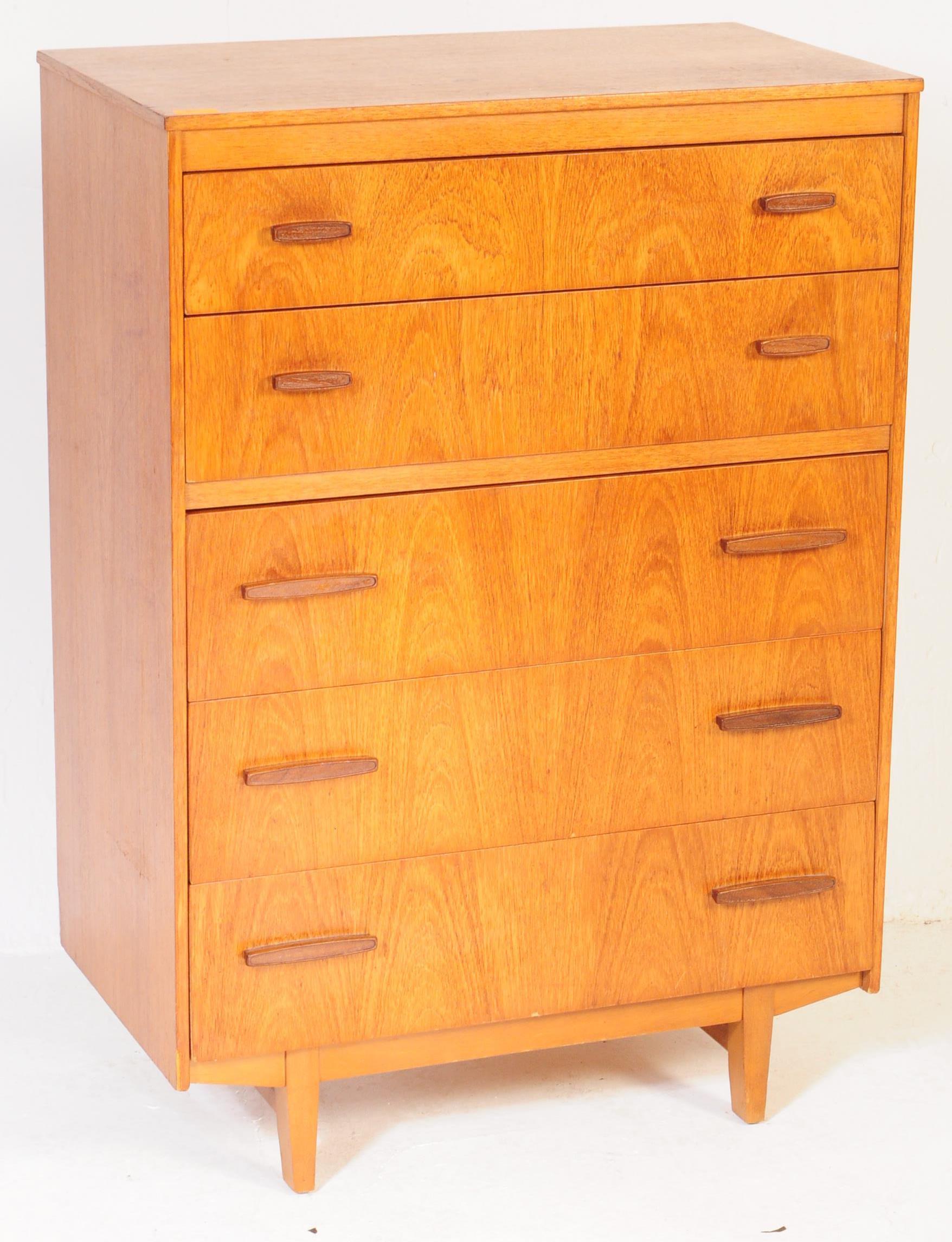 RETRO VINTAGE MID 20TH CENTURY TEAK PEDESTAL CHEST OF DRAWERS - Image 2 of 5