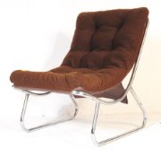 RETRO VINTAGE MID 20TH CENTURY CHROME BROWN CHAIR