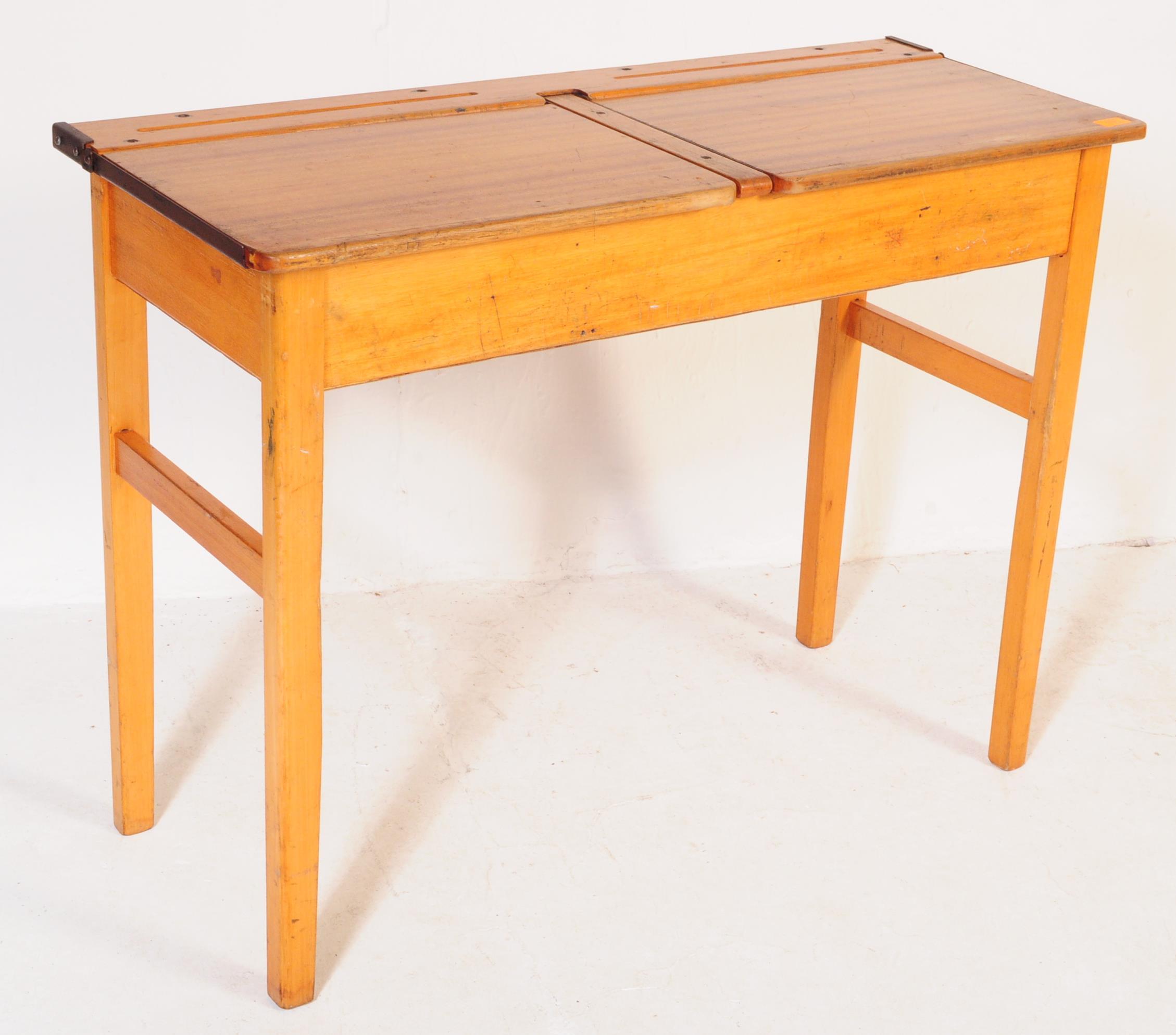 RETRO MID CENTURY DOUBLE SCHOOL DESK - Image 2 of 5