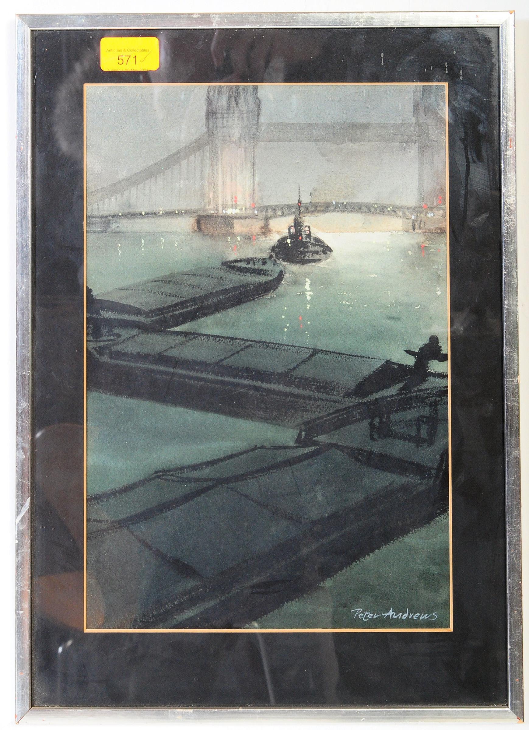 PETER ANDREWS - LONDON BRIDGE WATER COLOUR PAINTING