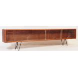 RETRO VINTAGE LOW TEAK WOOD GLAZED BOOKCASE