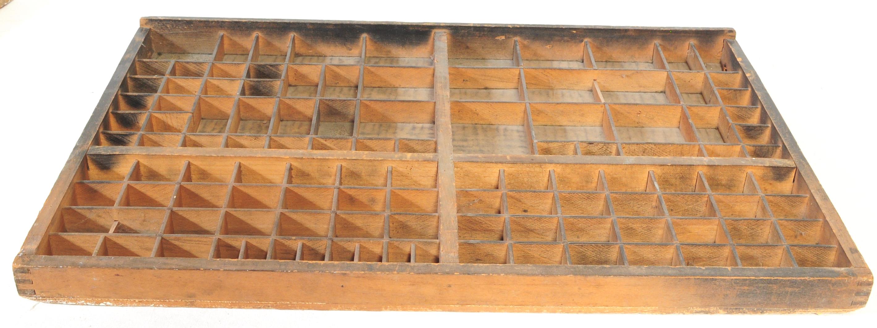 TWO EARLY 20TH CENTURY WOODEN PRINTER TRAYS - Image 3 of 5
