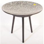 VINTAGE STYLE EBONISED PEARLESCENT BOWL TOP SIDE TABLE