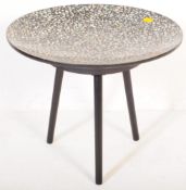 VINTAGE STYLE EBONISED PEARLESCENT BOWL TOP SIDE TABLE