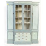 20TH CENTURY PAINTED BREAKFRONT BOOKCASE CABINET