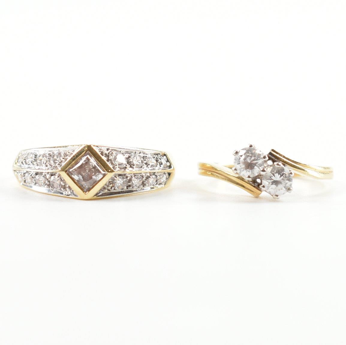 TWO HALLMARKED 14CT GOLD & CZ DRESS RINGS - Image 2 of 10