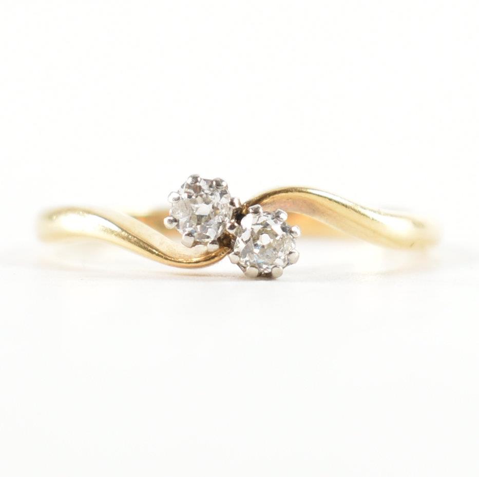 18CT GOLD & PLATINUM CROSSOVER DIAMOND RING