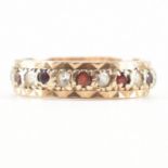 HALLMARKED 9CT GOLD RED & WHITE STONE ETERNITY RING