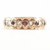HALLMARKED 9CT GOLD RED & WHITE STONE ETERNITY RING