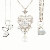 COLLECTION OF ASSORTED SILVER CHAIN PENDANT NECKLACE