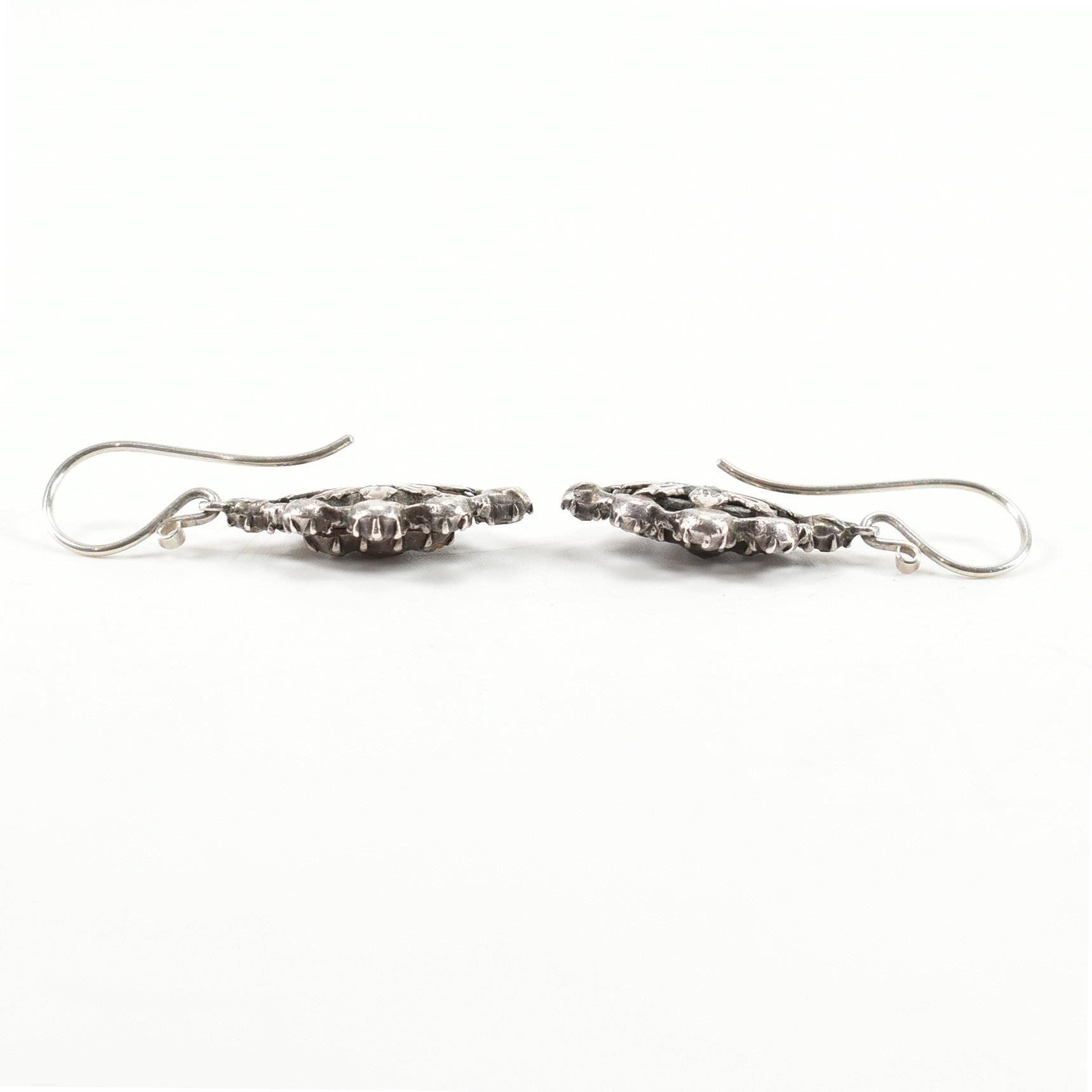 PAIR 19TH CENTURY SILVER & DIAMOND GIRANDOLE PENDANT EARRINGS - Image 3 of 3