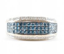 WHITE GOLD BLUE & WHITE DIAMOND RING