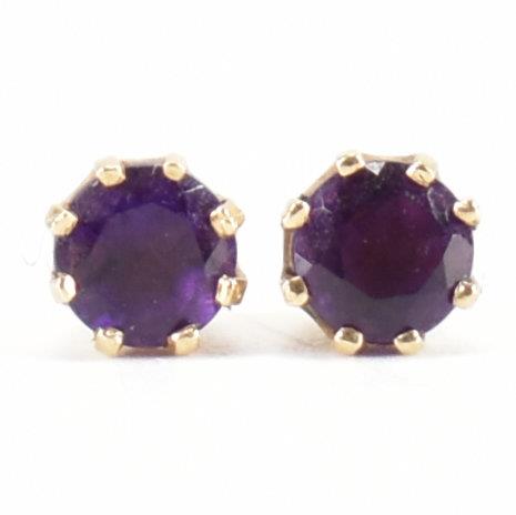 9CT GOLD PURPLE STONE STUD EARRINGS