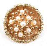 VINTAGE 9CT GOLD & PEARL CLUSTER BROOCH PIN