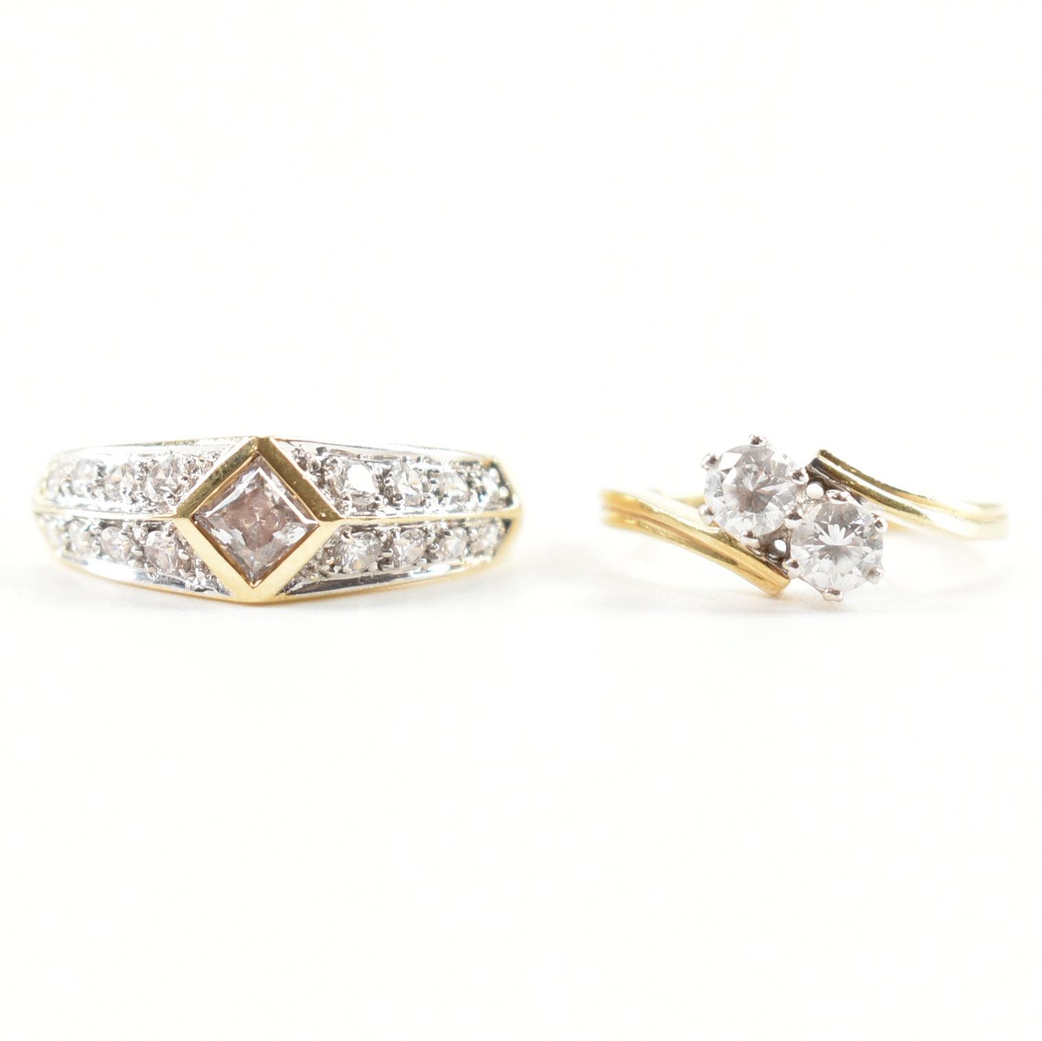 TWO HALLMARKED 14CT GOLD & CZ DRESS RINGS