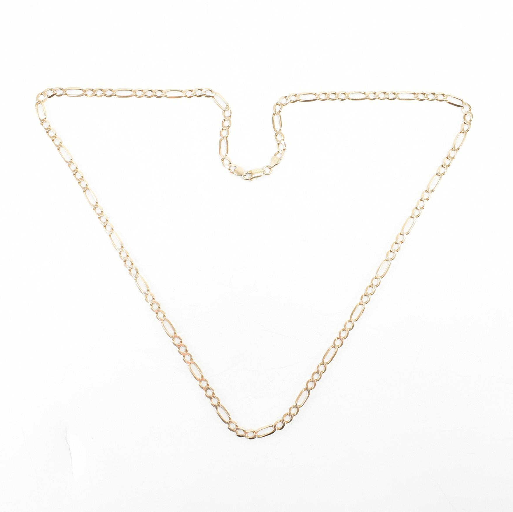 HALLMARKED 9CT GOLD FIGARO CHAIN NECKLACE