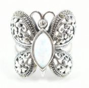 925 SILVER OPALITE & MARCASITE BUTTERFLY RING