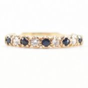 HALLMARKED 9CT GOLD SAPPHIRE & DIAMOND HALF ETERNITY RING