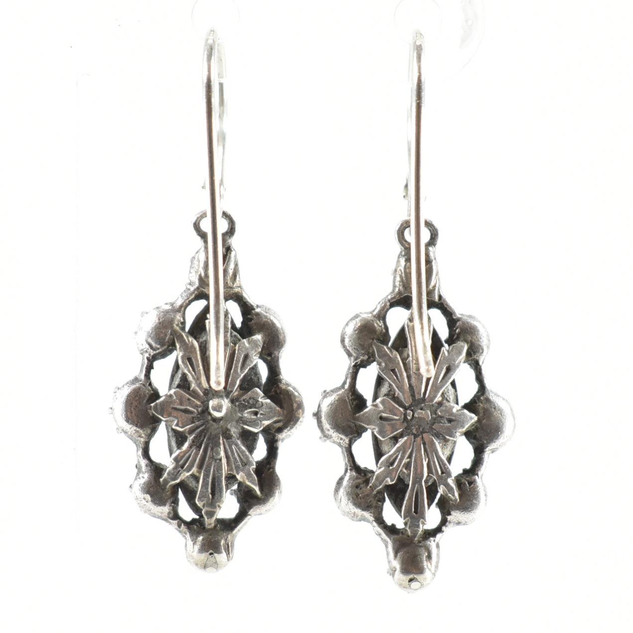 PAIR 19TH CENTURY SILVER & DIAMOND GIRANDOLE PENDANT EARRINGS - Image 2 of 3