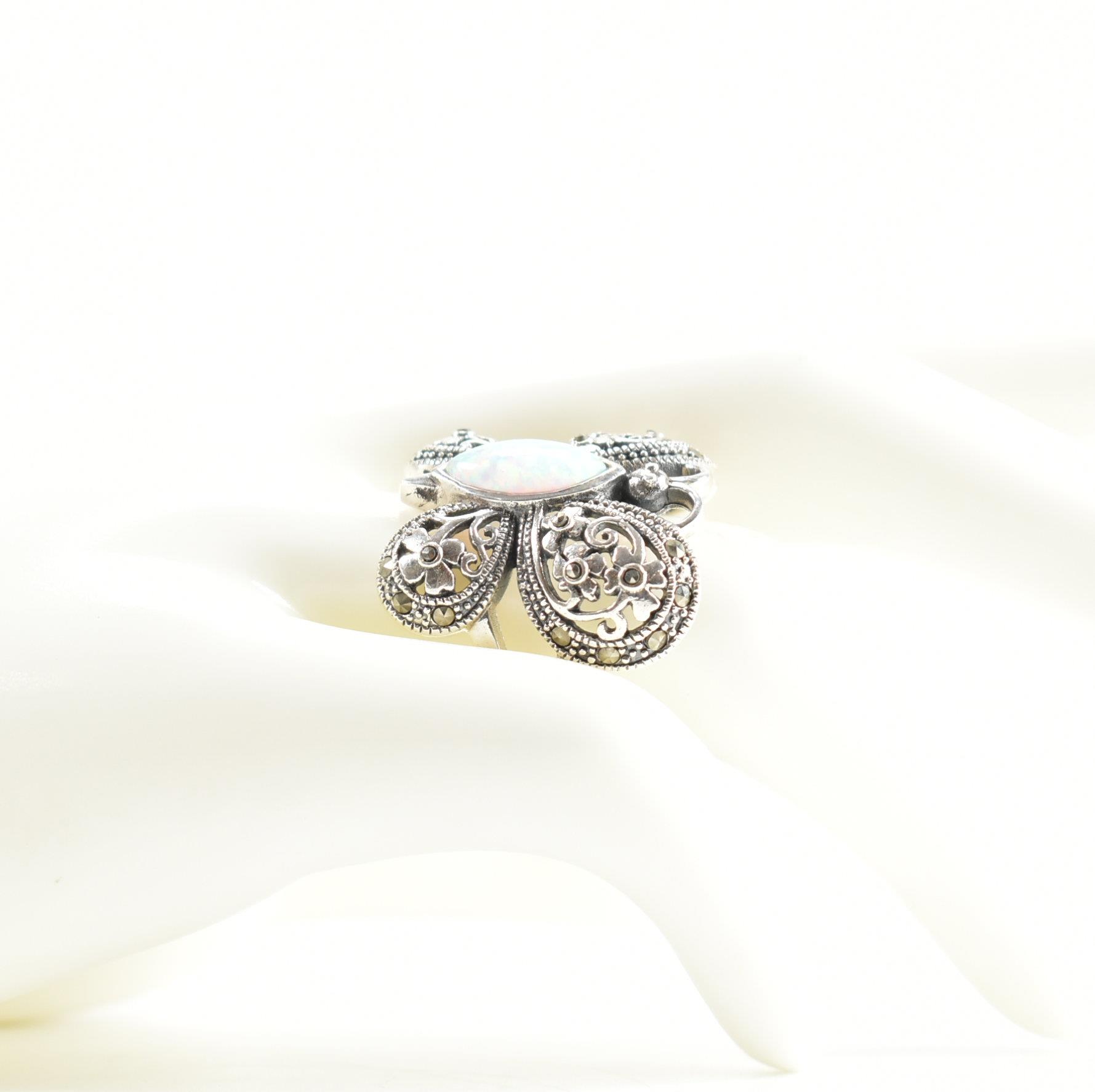 925 SILVER OPALITE & MARCASITE BUTTERFLY RING - Image 6 of 6